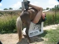 Horse fucking a gay in the middle of the woods